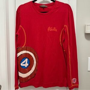 MESSAGERIE PATRIZIO PISCAGLIA Long Sleeve Painted 4 Shirt Romania Men L Red RARE